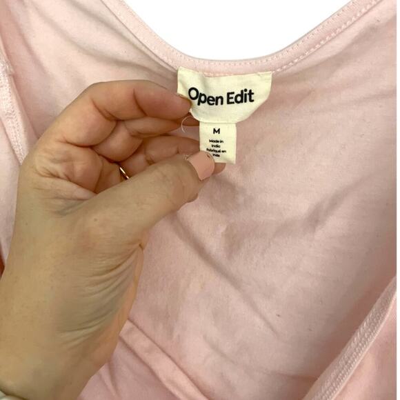 Open Edit Off The Shoulder Ruched Long Sleeve Top Pink Size Medium NWOT - Picture 4 of 8